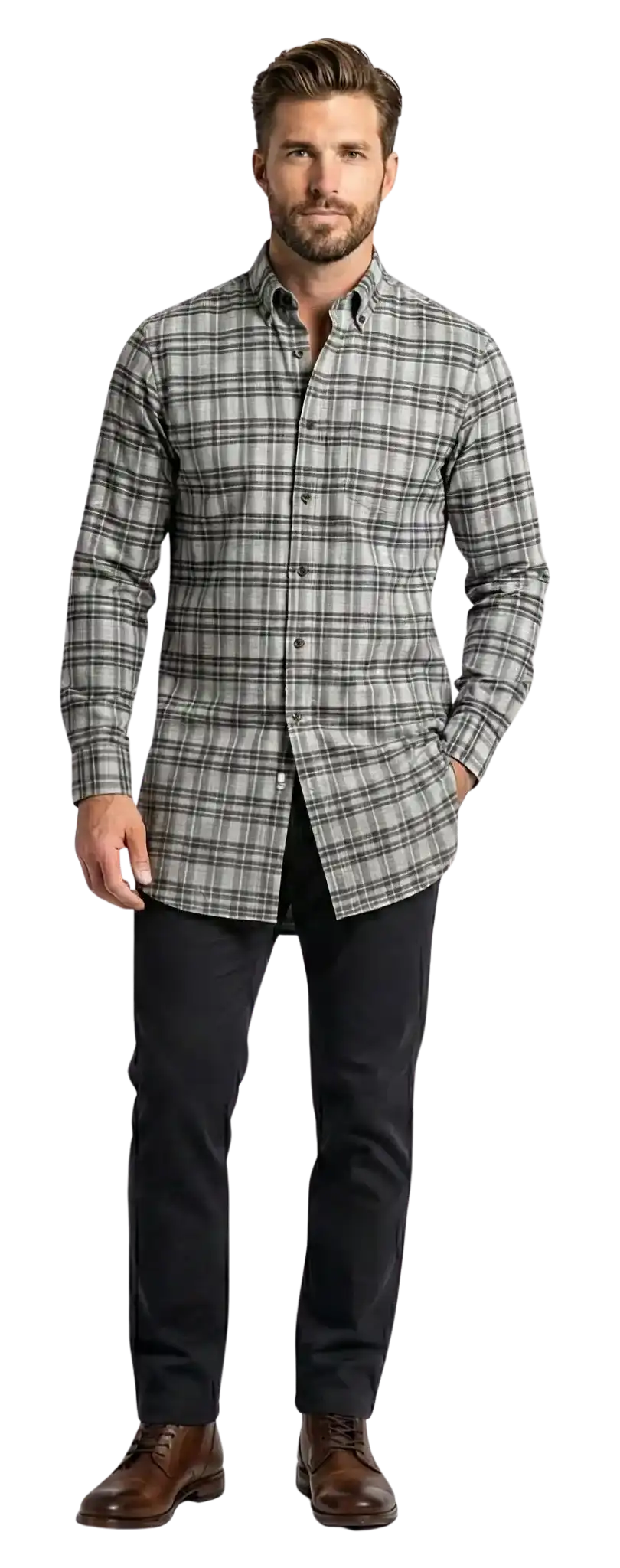 long sleeve button down shirt pants