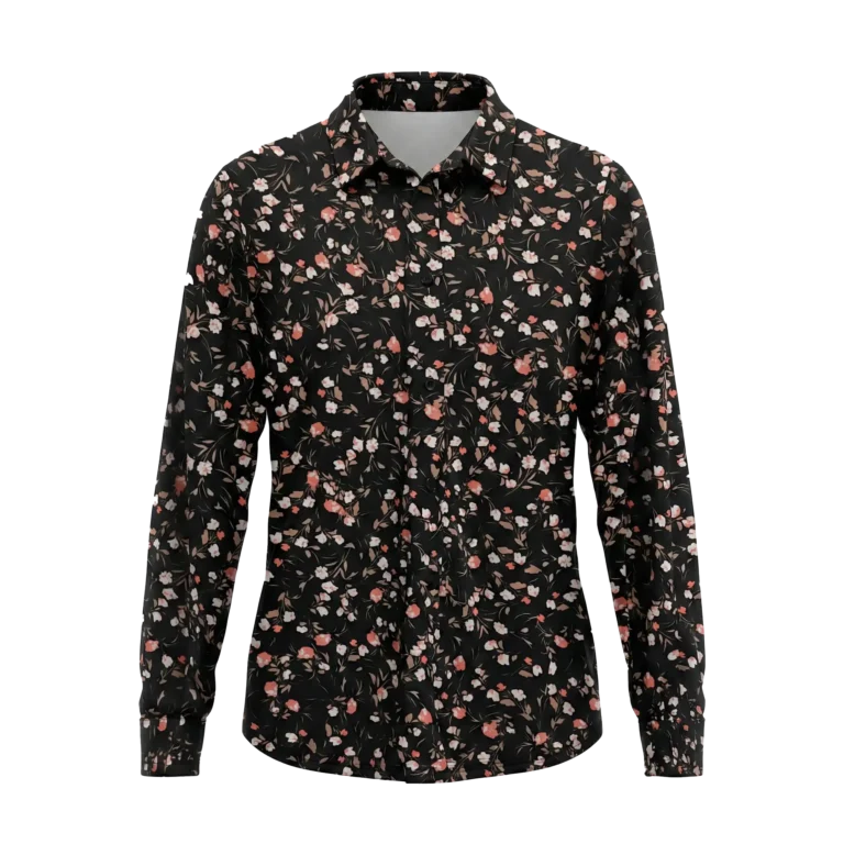 dark floral button down shirt