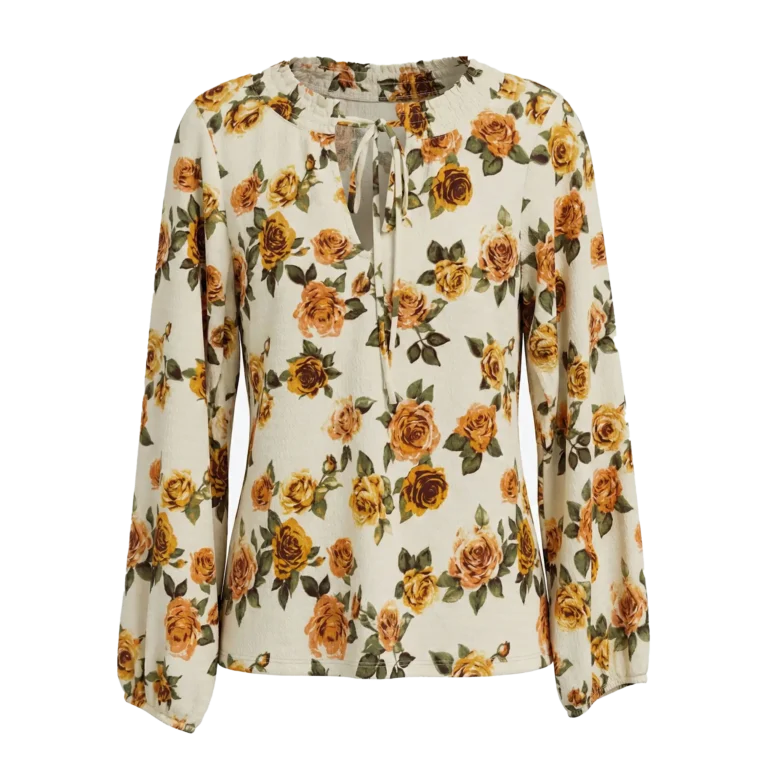 floral split tie neck
