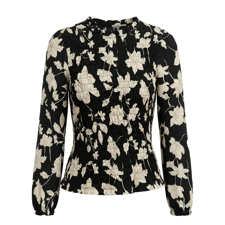 high neck crinkled top