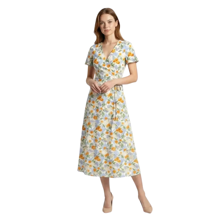 orange floral pattern dress