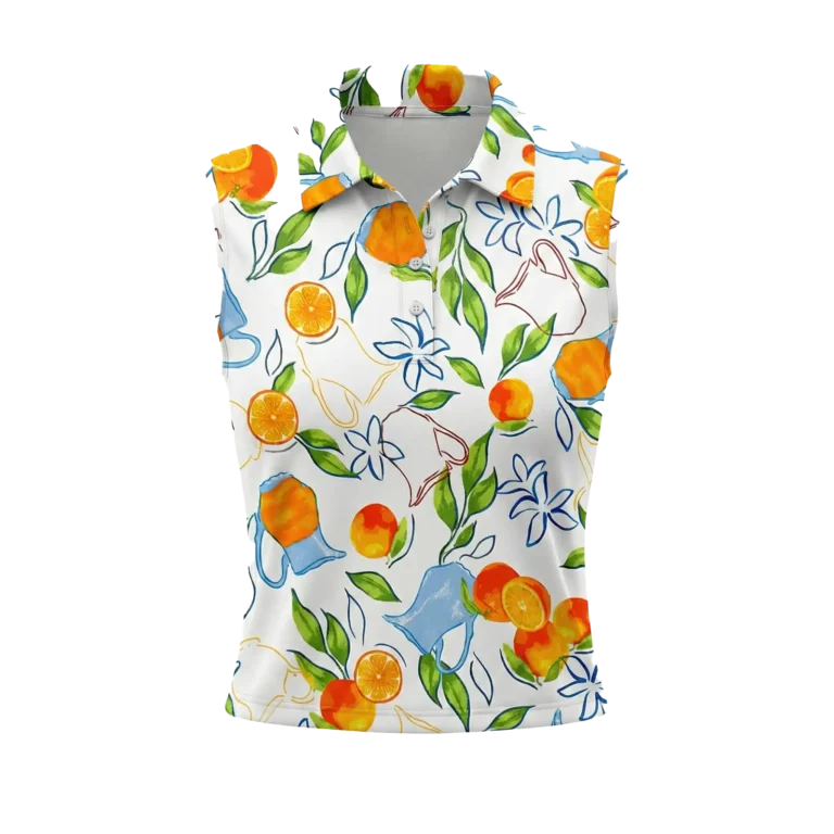 orange pattern collared shirt