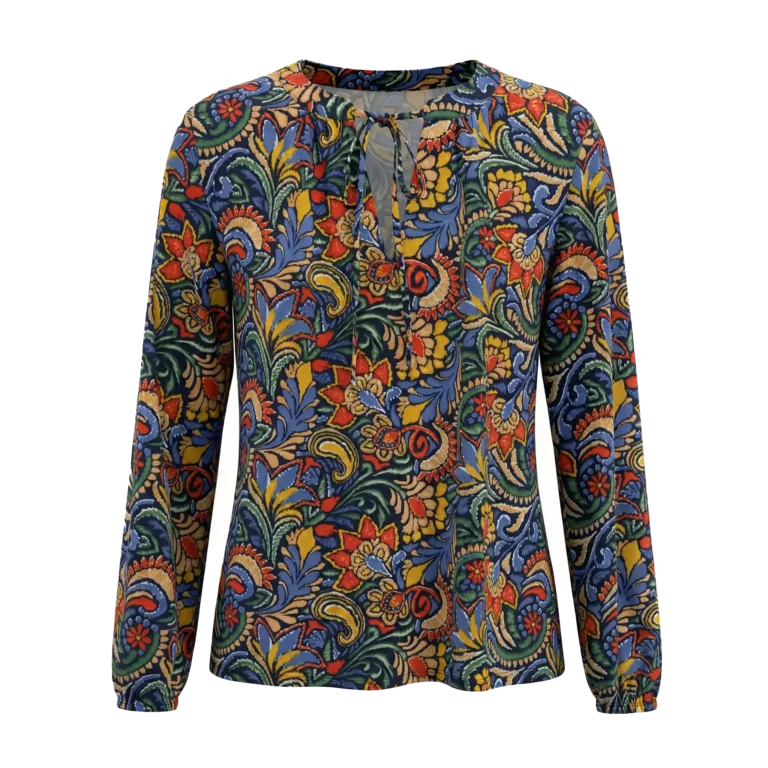 tassel splie neck chiffon top