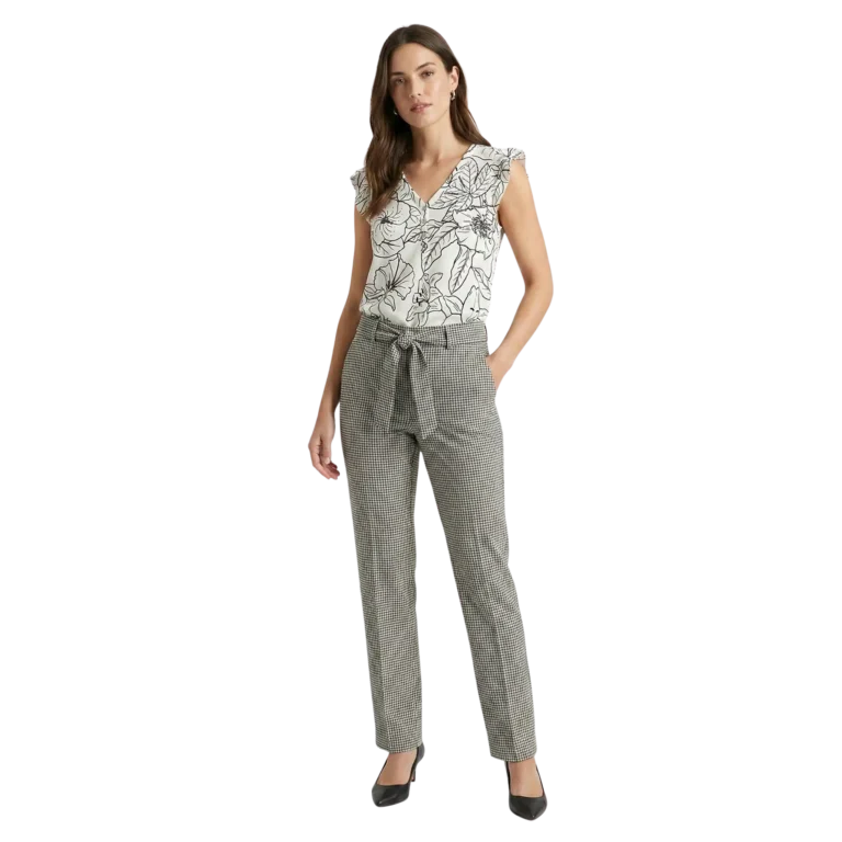 vneck short sleeve top gray pants